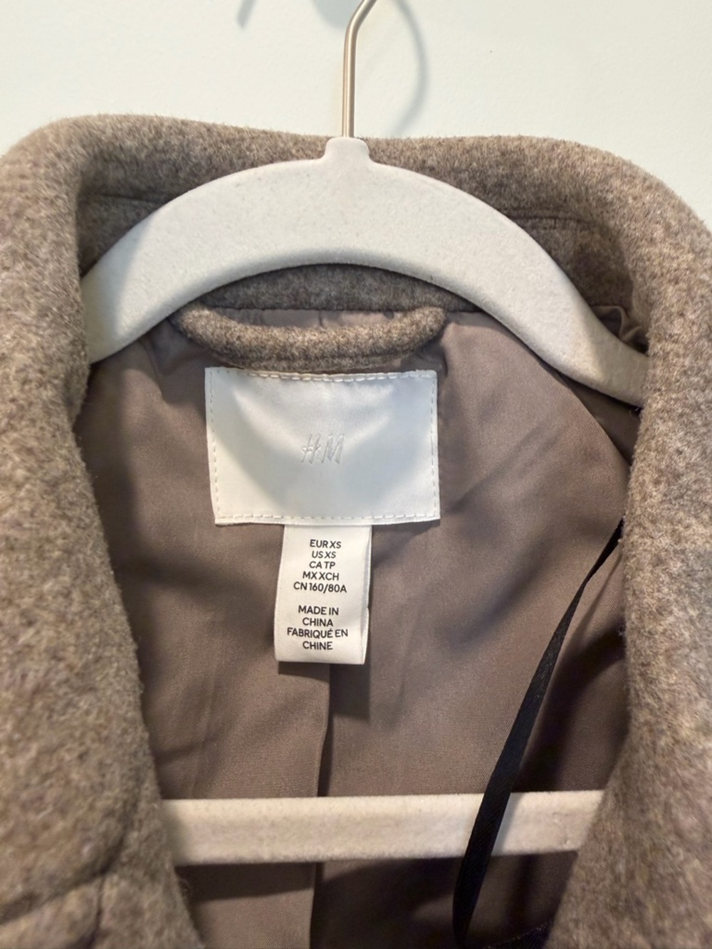 H&M Women’s Taupe Wool-Blend Pea Coat - Picture 2 of 4